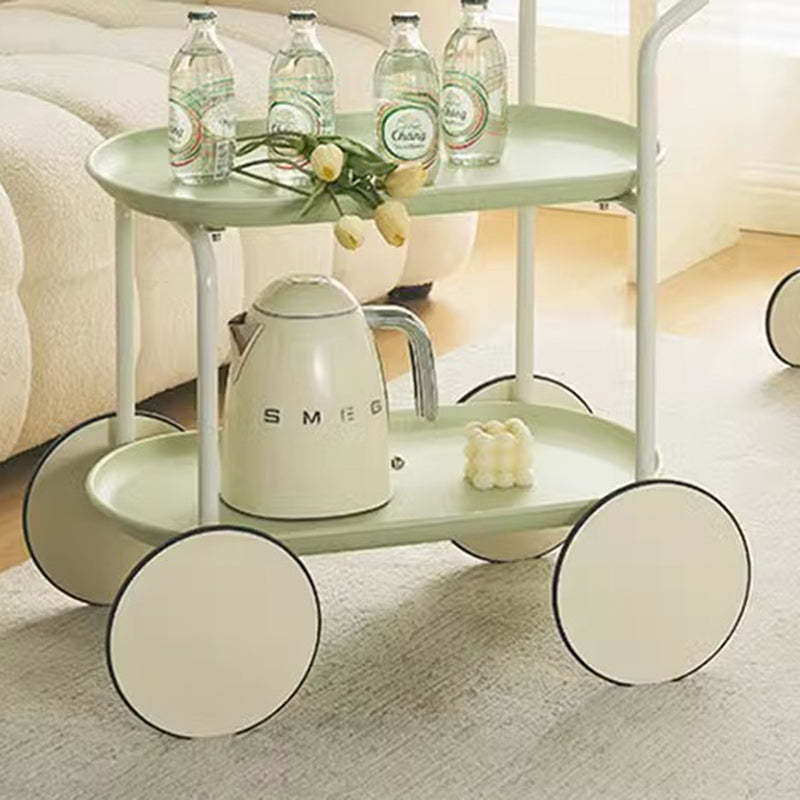 Minimalist Round Acrylic Metal 2-Tier End Table — Green