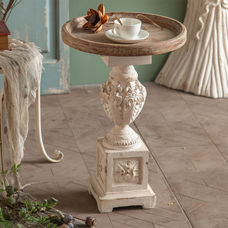 French Carved Magnesium Oxide Wood End Table