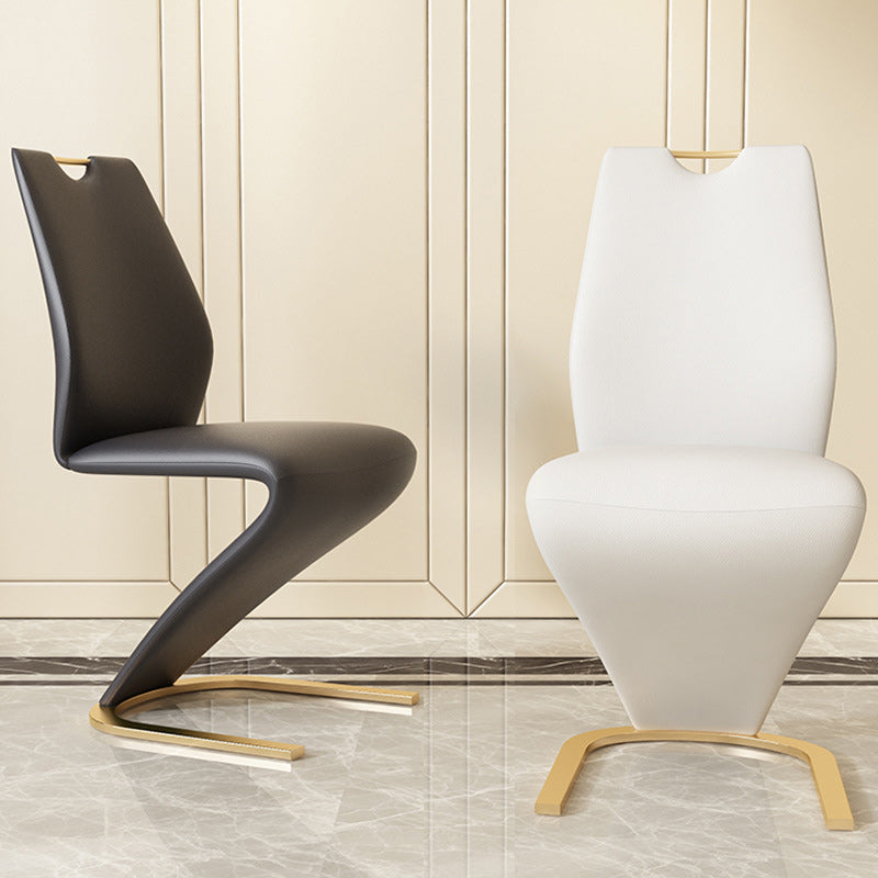 Minimalist U-Shape Titanium Leather Dining Chair