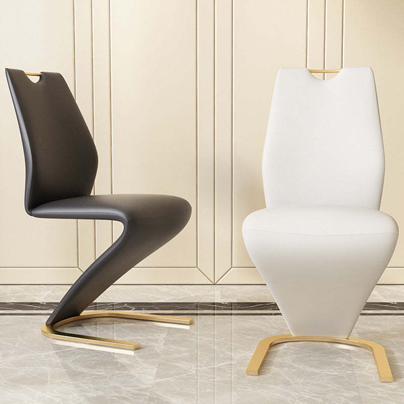 Minimalist U-Shape Titanium Leather Dining Chair