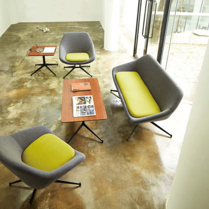Minimalist Fabric Arc Accent Lounge Chair — Yellow