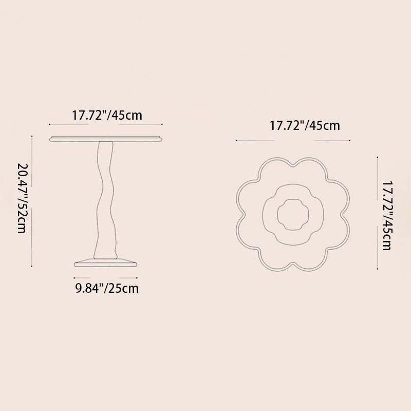 Scandinavian Petal Glass Steel End Table — Cream White