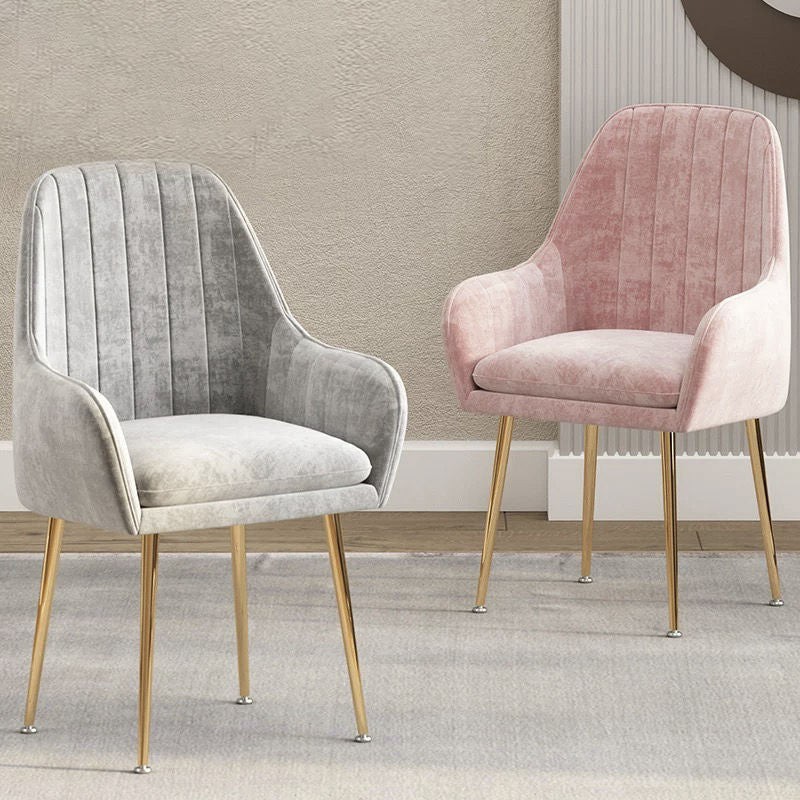 Nordic Striped Velvet Steel Vanity Stool