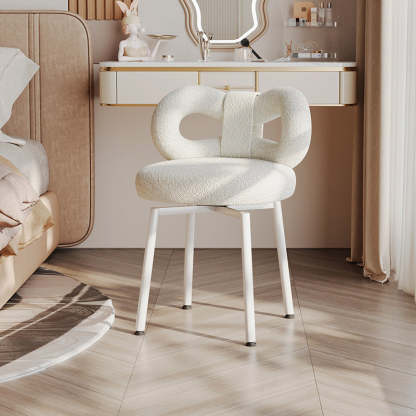 Contemporary Bow Lambswool Iron Vanity Stool — Yellow