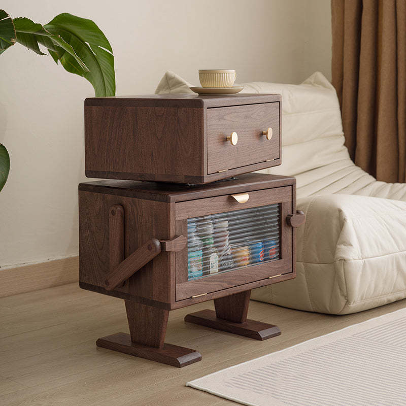 Lighom creative 2-cabinet kids wood nightstands — Walnut