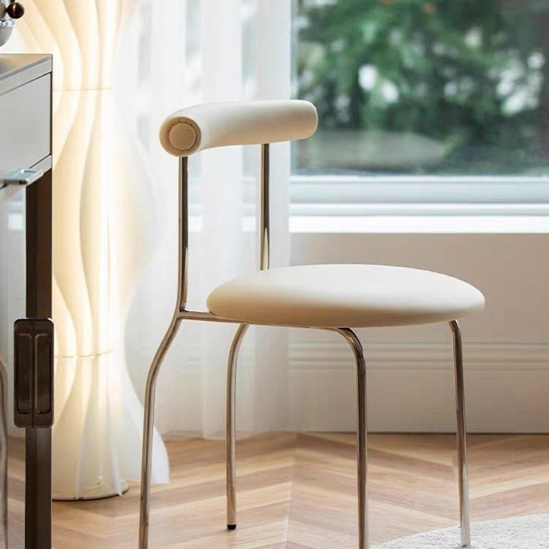 Scandinavian Leather Round Arc Dining Chair