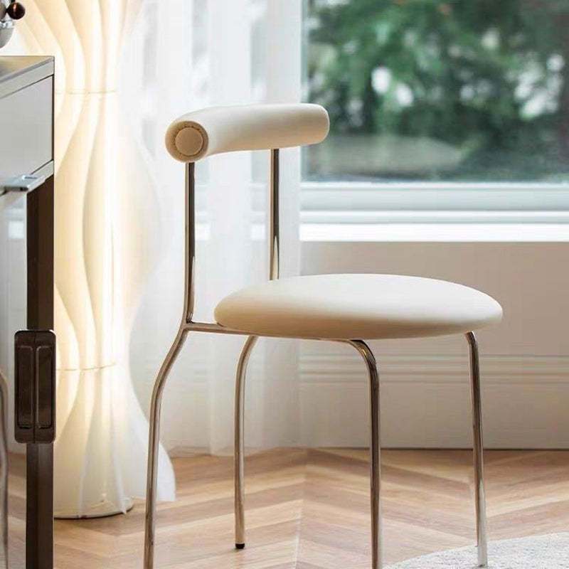 Scandinavian Leather Round Arc Dining Chair