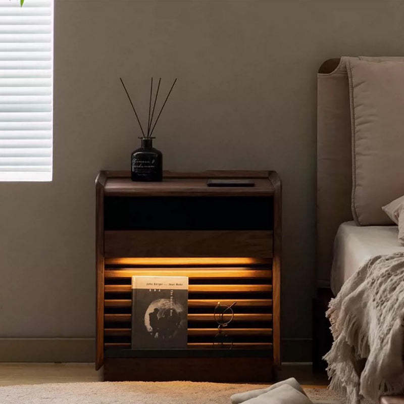 Nordic Rectangular Wood 2-Drawer Nightstand