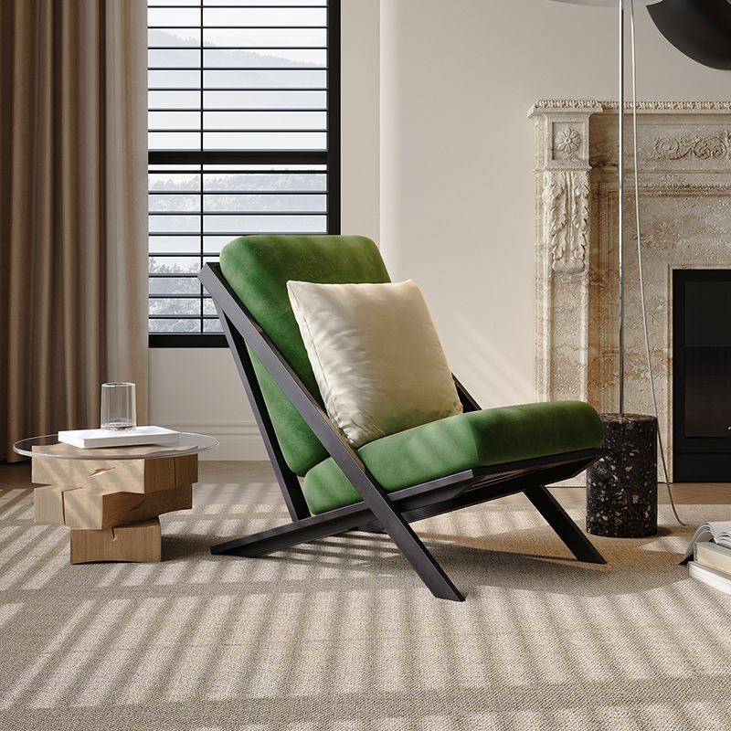 Scandinavian Velvet Steel Recliner — Green