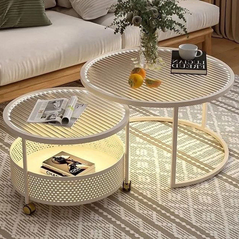 Minimalist Round Glass Metal 3-Tier End Table