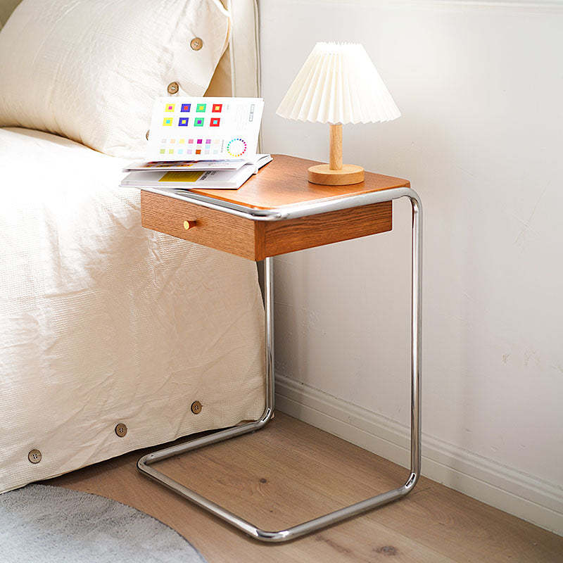 Minimalist Wood Steel End Table