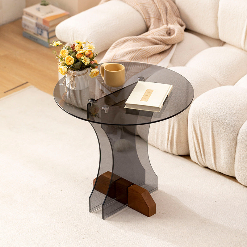 Minimalist Glass Solid Wood Coffee Table