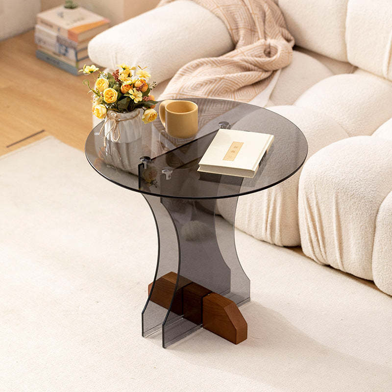 Minimalist Glass Solid Wood Coffee Table