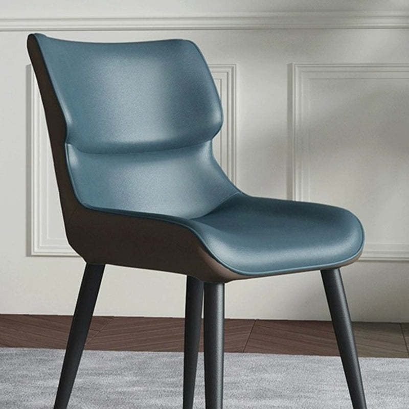 Scandinavian Curved Leather Metal Dining Chair