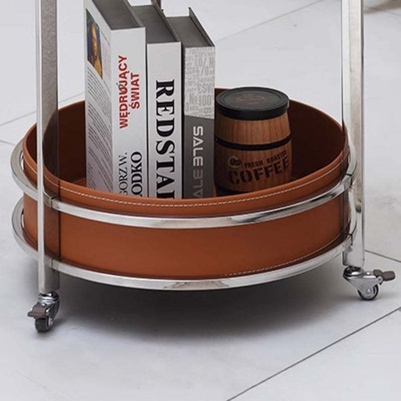Modern Luxury Leather Steel 2-Tier End Table
