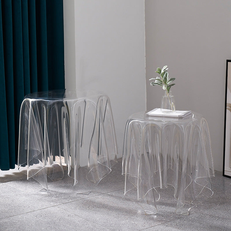 Scandinavian Round Tablecloth Acrylic End Table — Tea Color