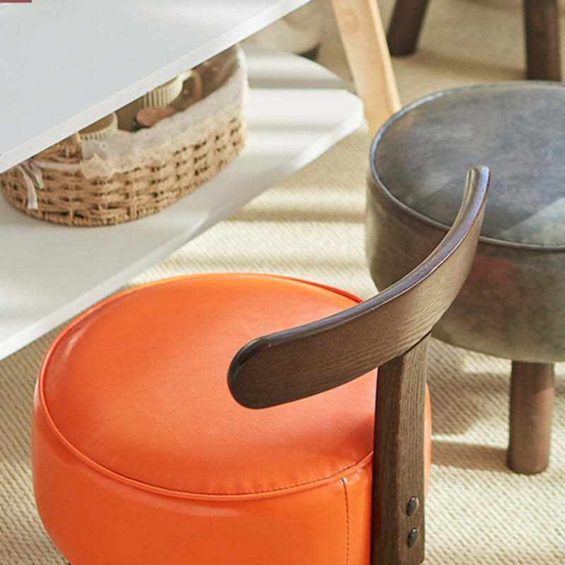 Contemporary Round Wood Footstool