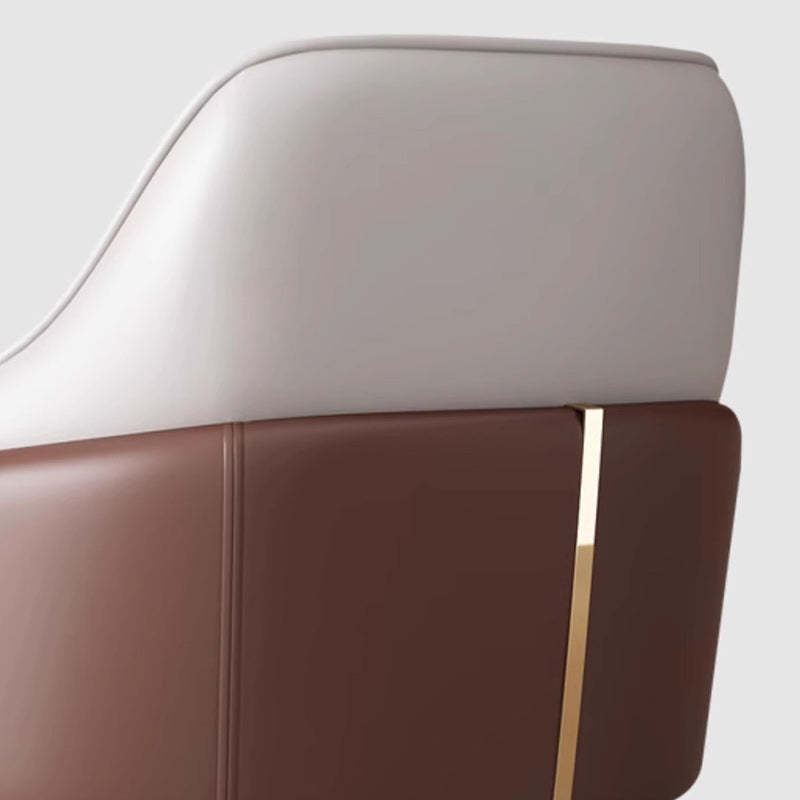 Modern Bent Leather Metal Dining Chair