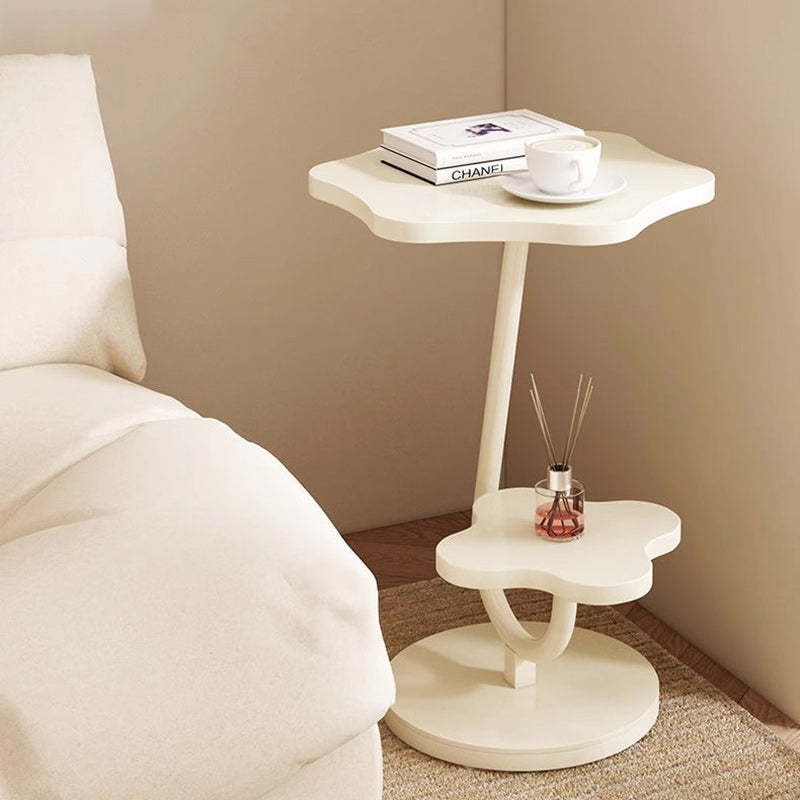 Minimalist Floral Wood Steel 2-Tier End Table