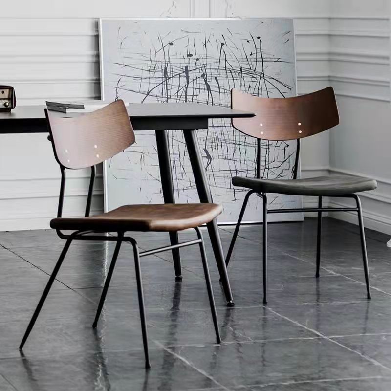 Industrial Curved PU Leather Dining Chair