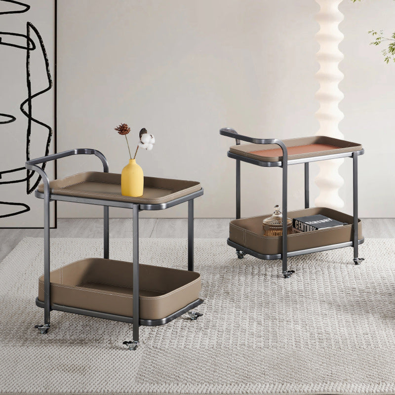 Nordic Leather Rectangular End Table 1-Storage