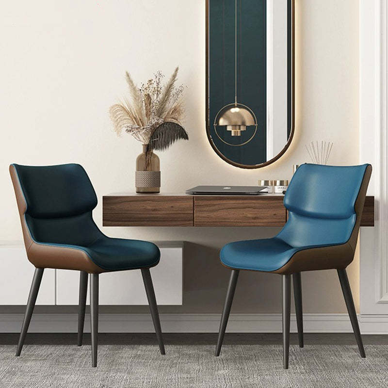 Scandinavian Curved Leather Metal Dining Chair