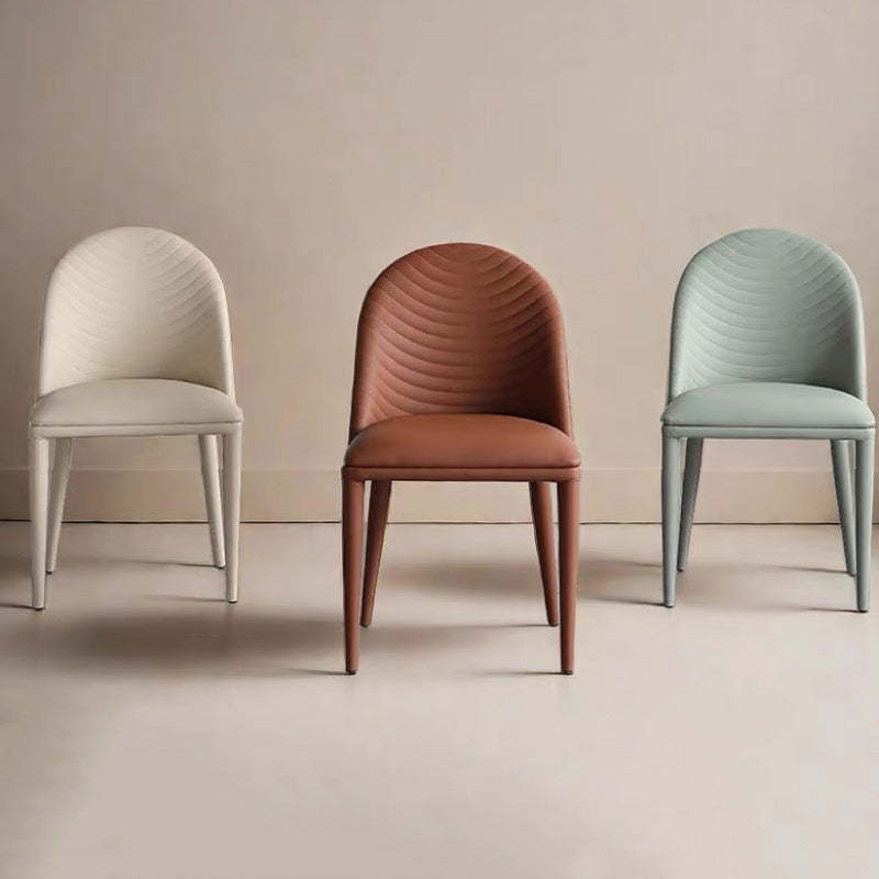 Scandinavian Leather Iron Shell Dining Chair