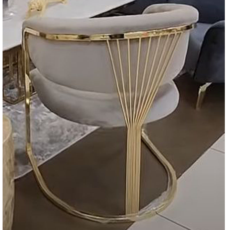 Minimalist Leather Metal Semi-Circular Curved Chair
