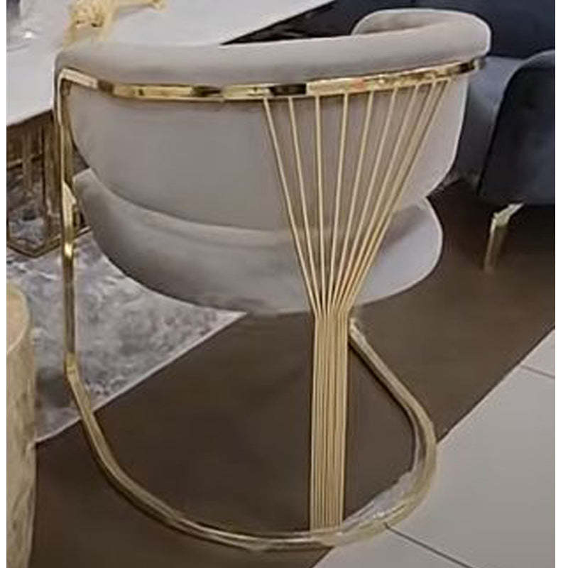 Minimalist Leather Metal Semi-Circular Curved Chair