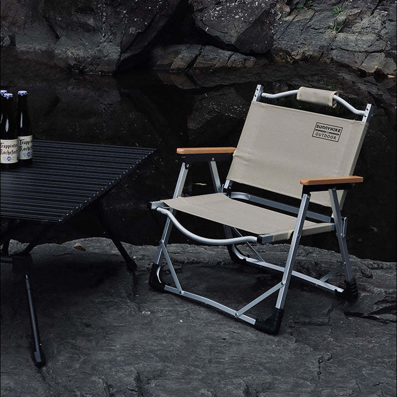 Minimalist Oxford Fabric Foldable Chair — Almond Color Without Footrest