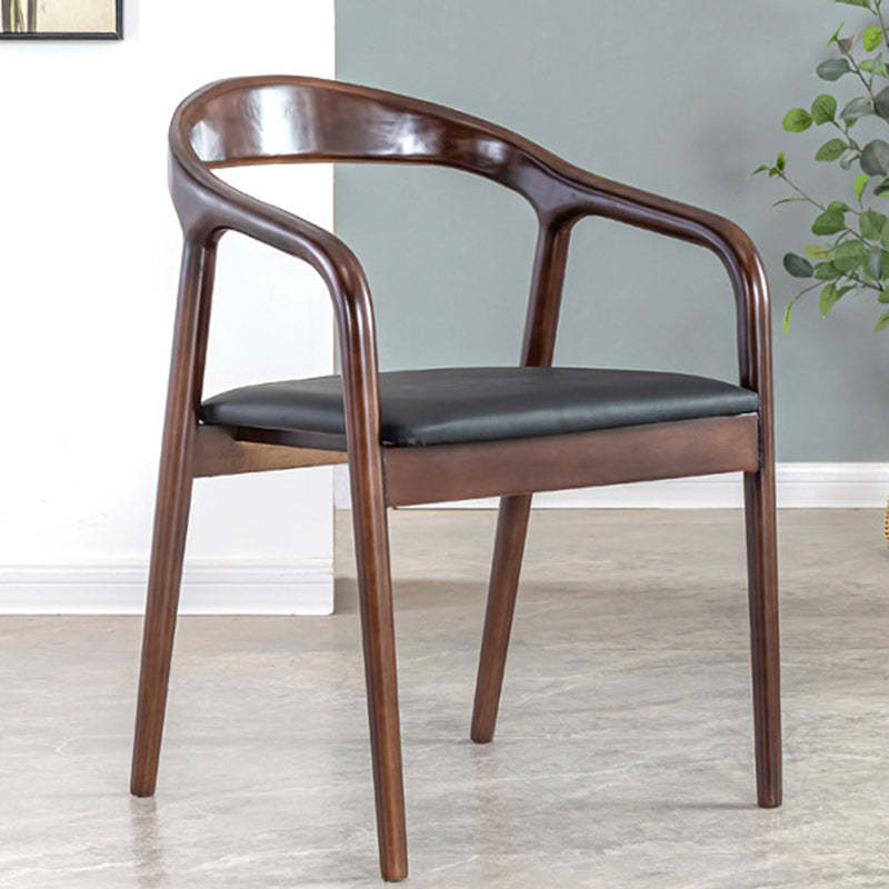 Vintage Leather Wood Upholstered Armchair — Walnut