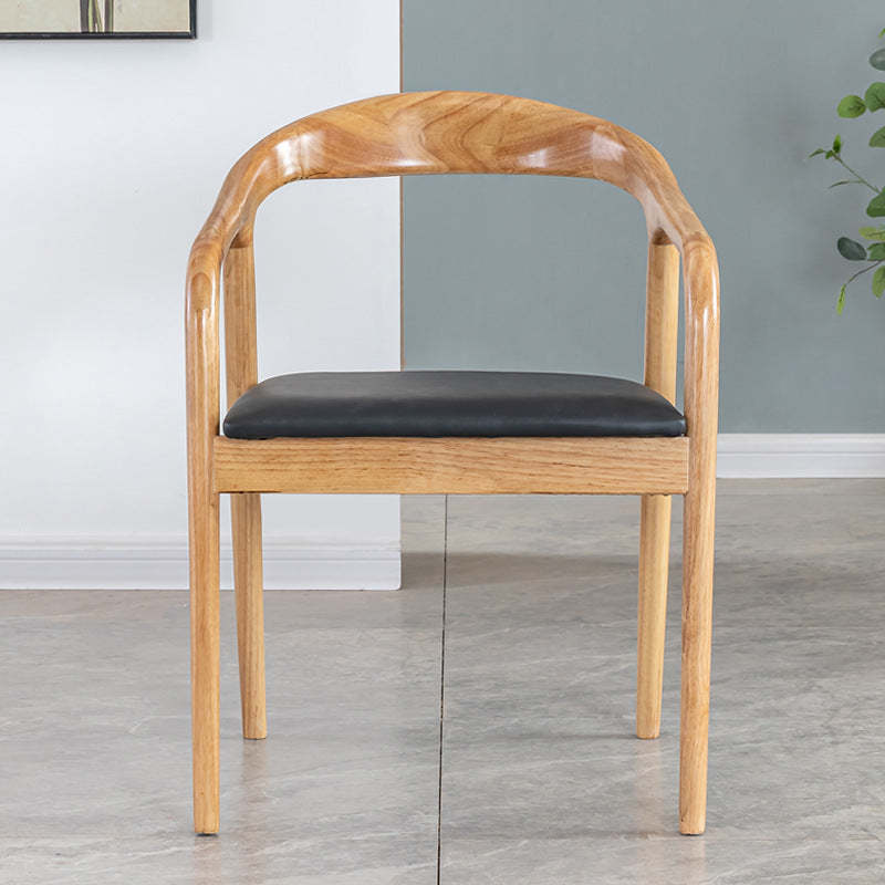 Vintage Leather Wood Upholstered Armchair