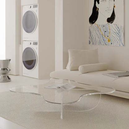 Minimalist Floral Cross Base Acrylic Coffee Table