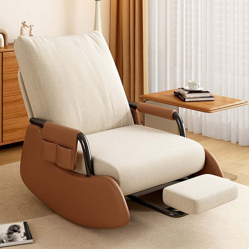 Modern Corduroy Leather Foldable Recliner — Without Footrest / White Seat & Gray Frame