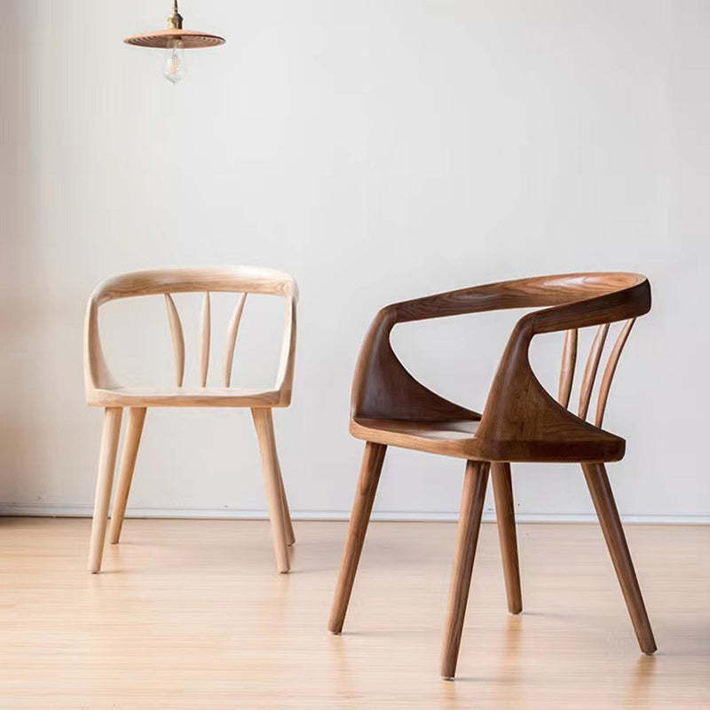 Scandinavian Curved Wood Dining Chair — Cherry Color