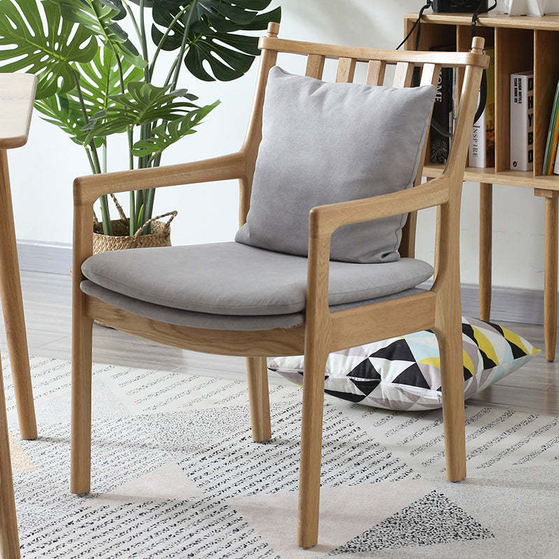 Scandinavian Wood Armless Chair — Upholstered Cushion