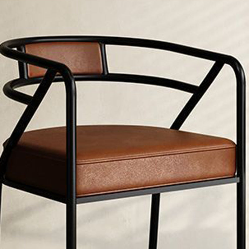 Industrial Suede Leather Curved Dining Chair — Black Frame / White - Suede