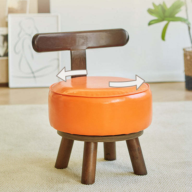 Contemporary Round Wood Footstool