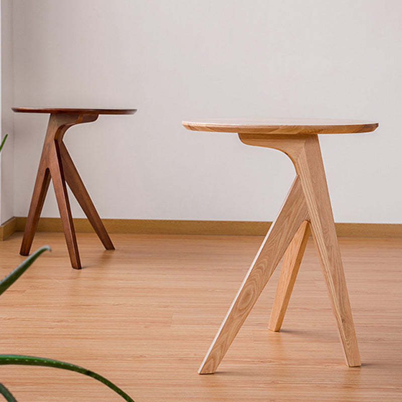 Japanese Round Ash Wood End Table