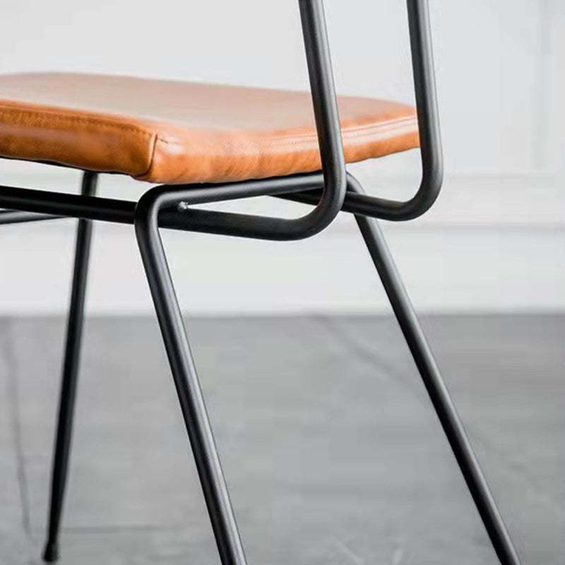 Industrial Curved PU Leather Dining Chair — Walnut Color / Brown