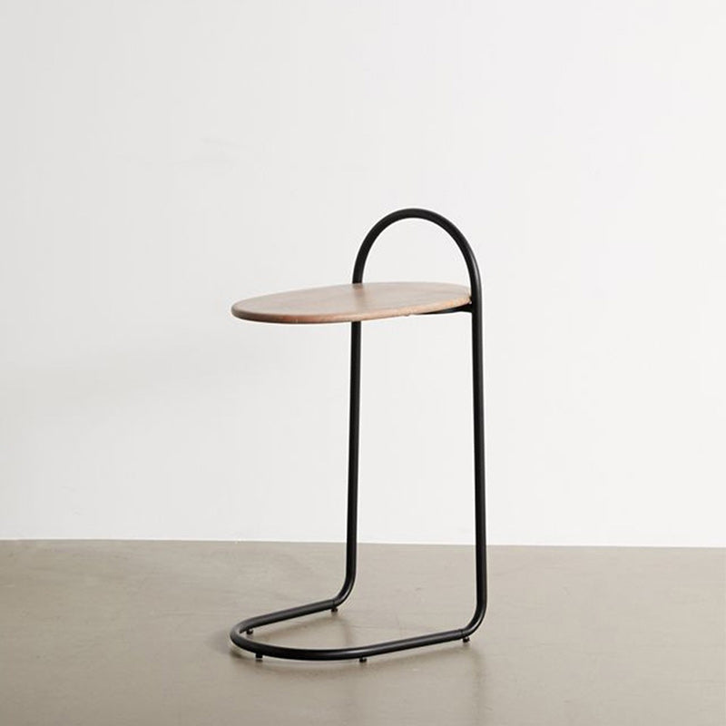 Minimalist Oval Curve Wood Metal End Table