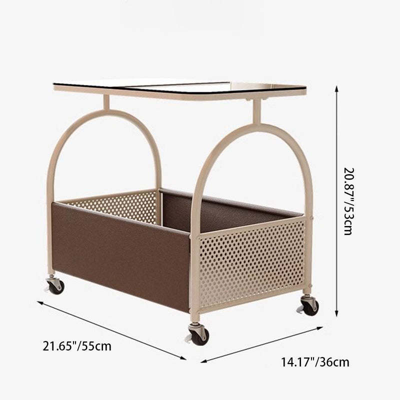 Minimalist Iron Leather Rectangular Coffee Table 1-Storage