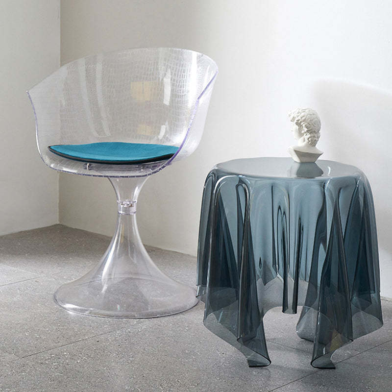 Scandinavian Round Tablecloth Acrylic End Table — Transparent