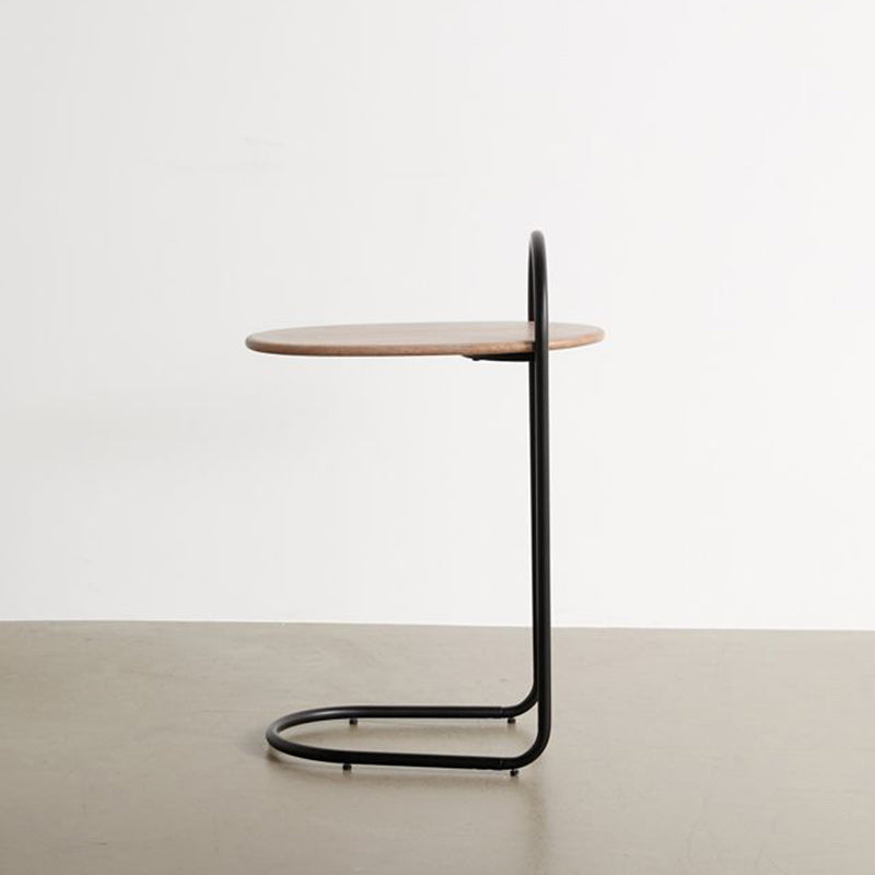 Minimalist Oval Curve Wood Metal End Table