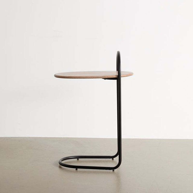 Minimalist Oval Curve Wood Metal End Table