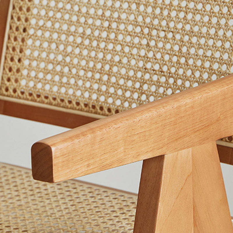 Japanese Rattan Wood V-Frame Dining Chair