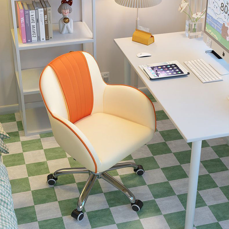 Scandinavian Curved PU Leather Steel Desk Chair — Nylon / Foam Sponge