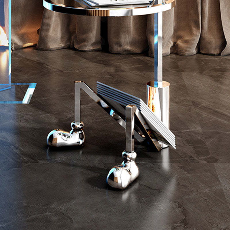 Contemporary Mouse Glass Steel Round End Table 1-Tray