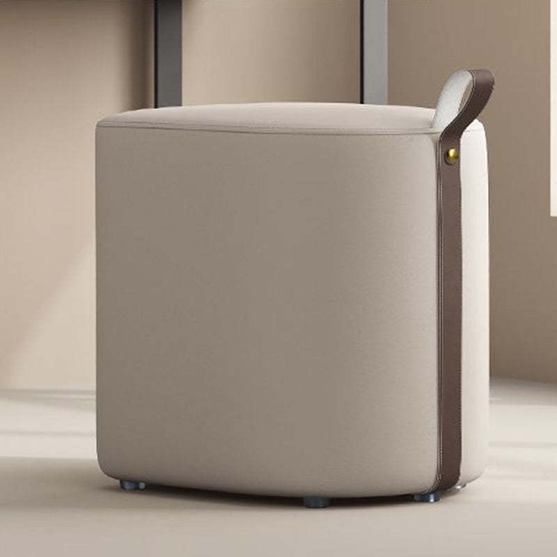 Minimalist vanity cylinder vanity stools in leather — Light Khaki