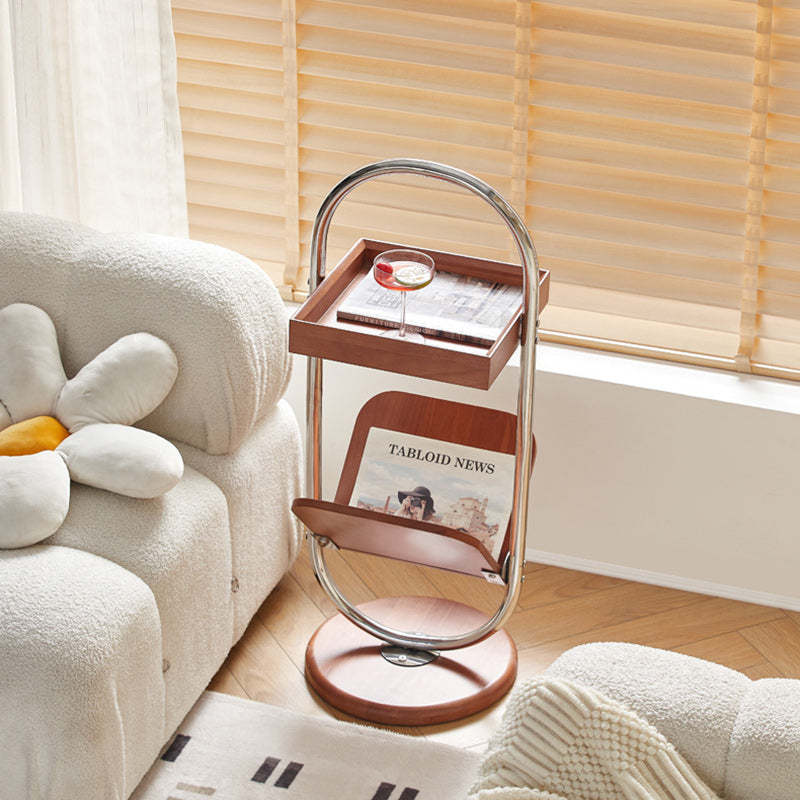 Vintage Wood Stainless Steel Side Table
